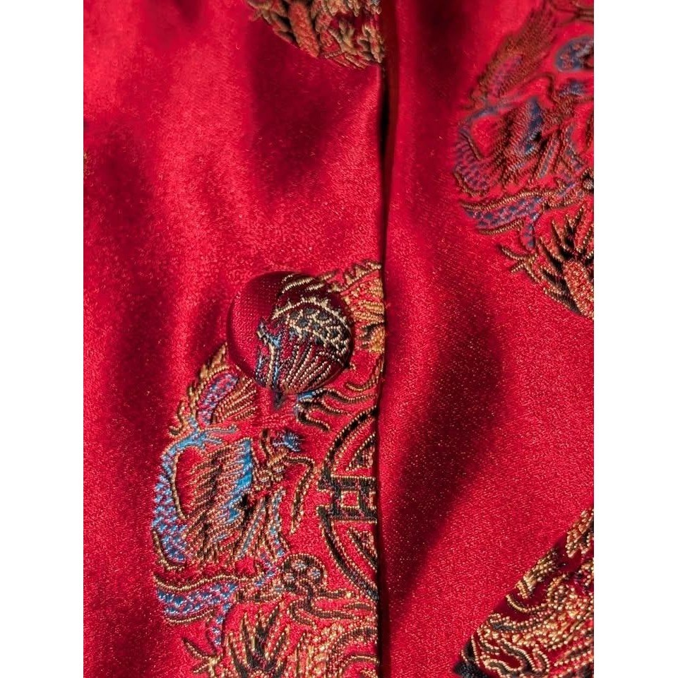 Gigi Clark Silk Blend Red Brocade Jacket Medallion Print Blazer Size 4 Vintage