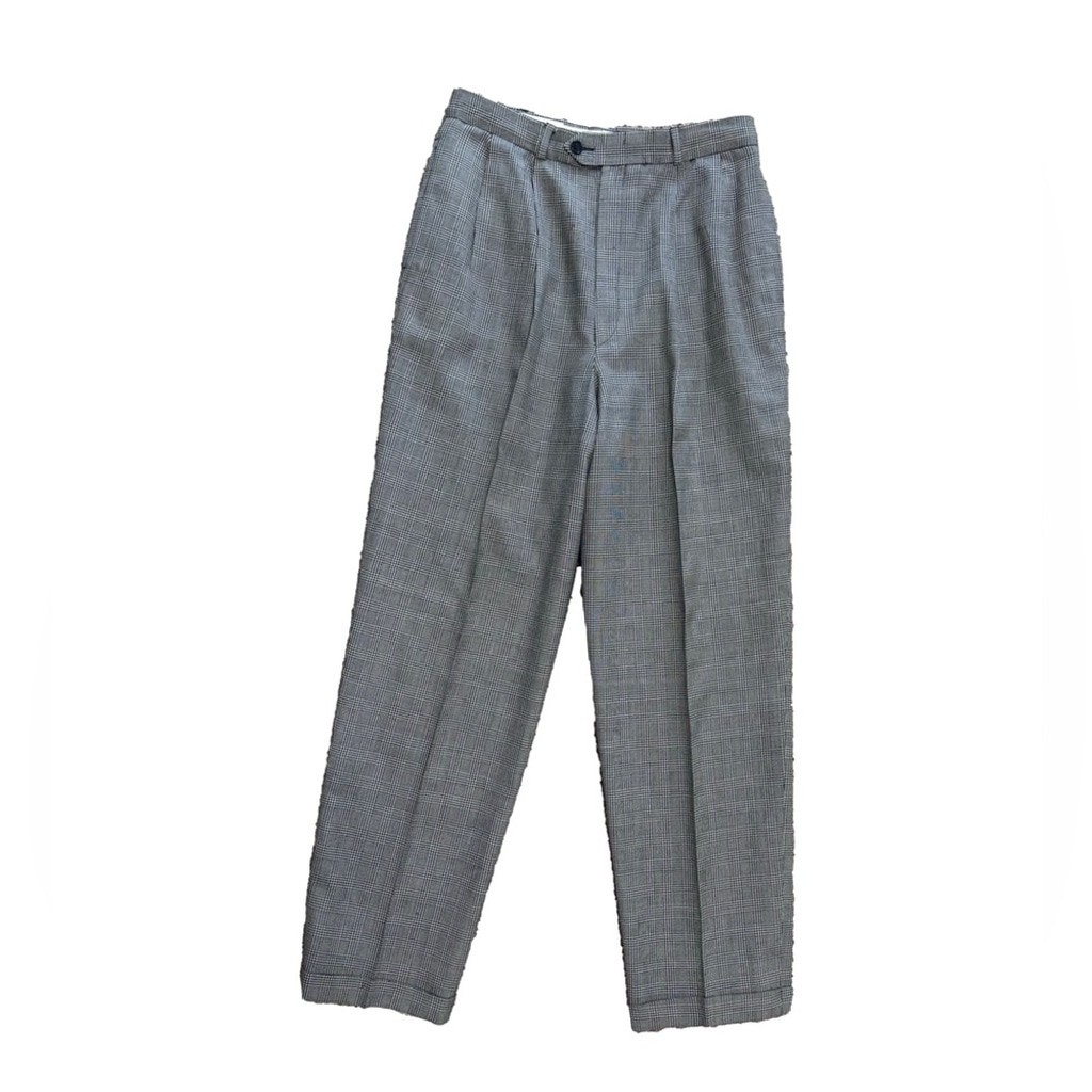 Vintage Classic Tailored Plaid Trousers – ultra high rise (15”) Check – 10