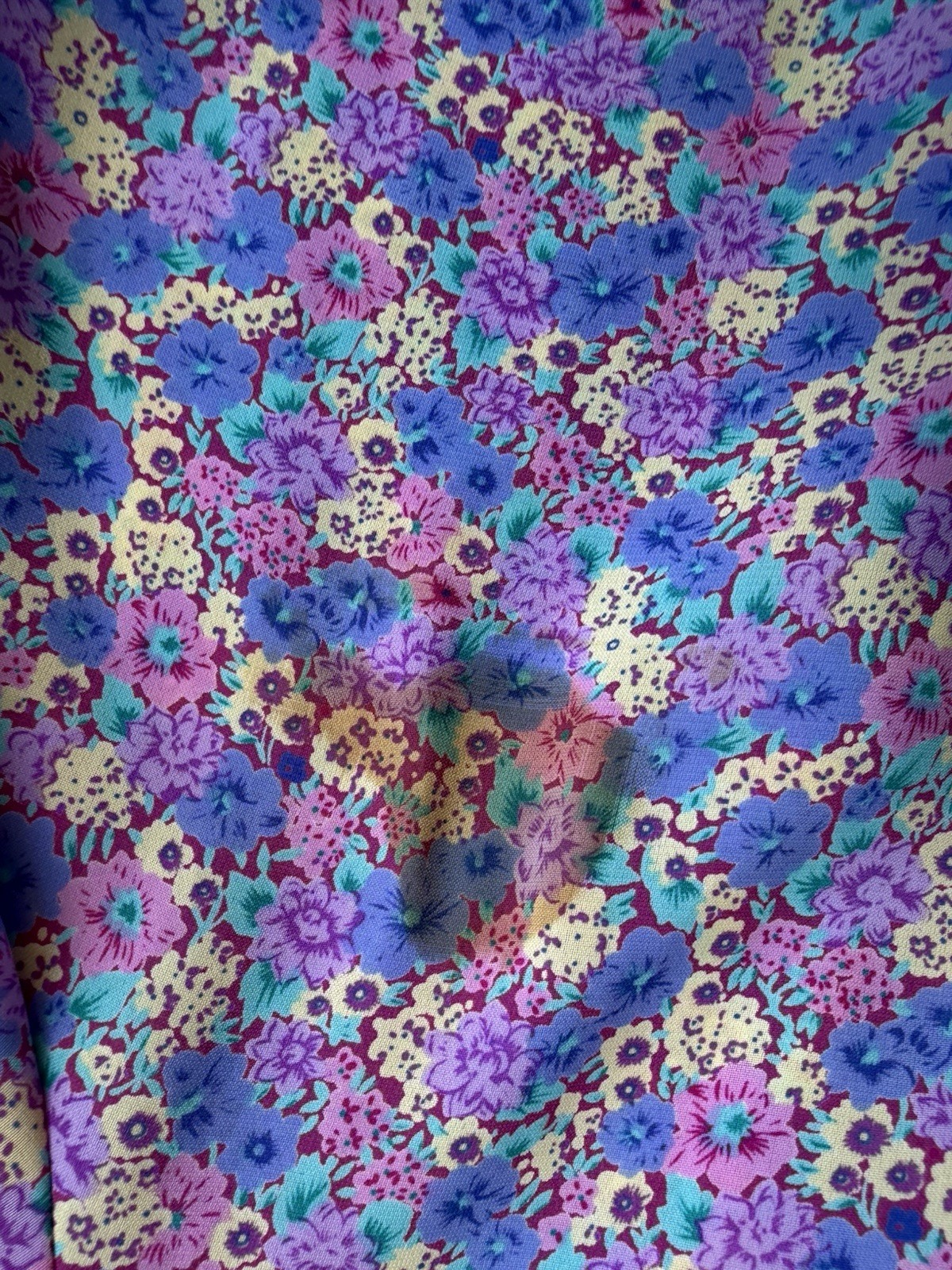 Vintage 80s JT Dress Floral Prairie Dress Lace Collar Purple Sz 6 Cinched Waist