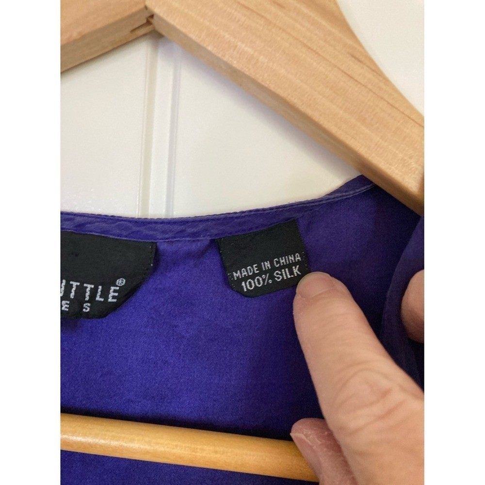 Vtg Carole Little Purple Three Piece Silk Pants Jacket Top Set Size 8P 80s