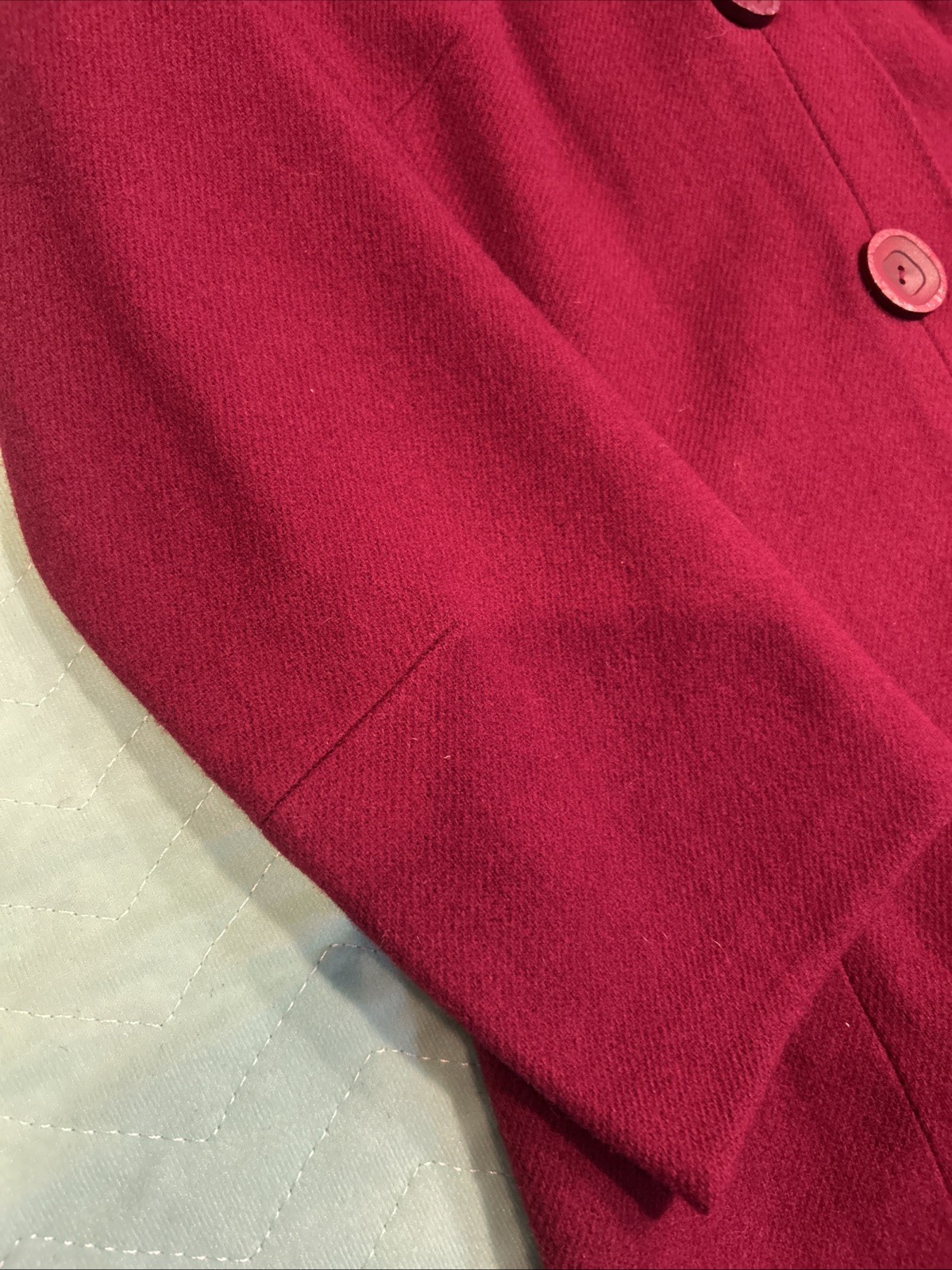 Hand Made Vintage Burgundy Red MOD Mini Dress 60’s Wool-Like Polyester Small