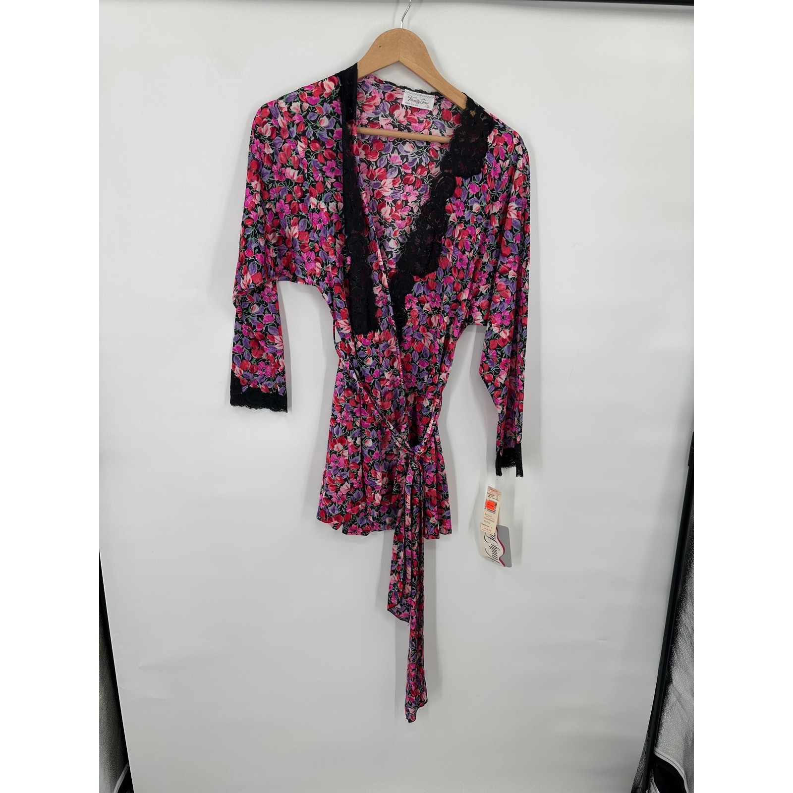 Vintage Vanity Fair Lounge Jacket Womens S Lace Floral Relaxation Loungewear