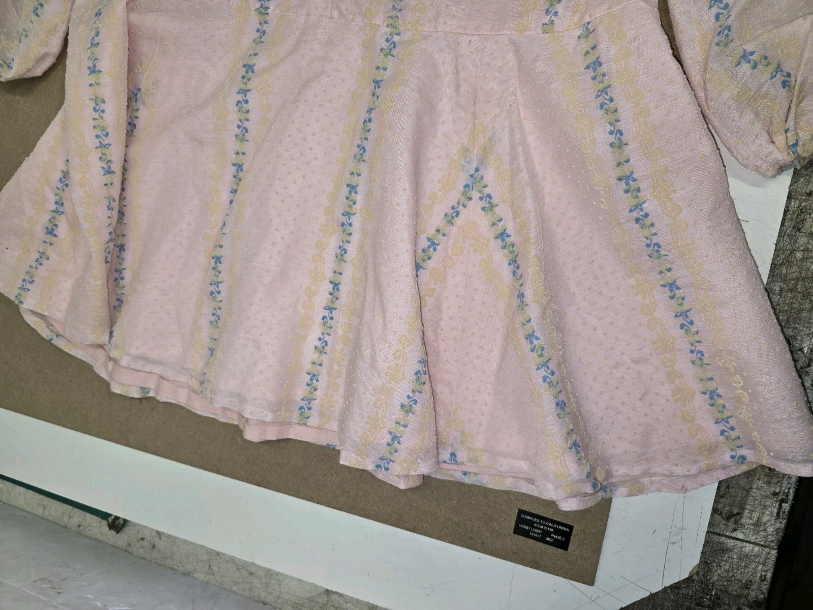 Vintage handmade Pink cotton blue accented Dress