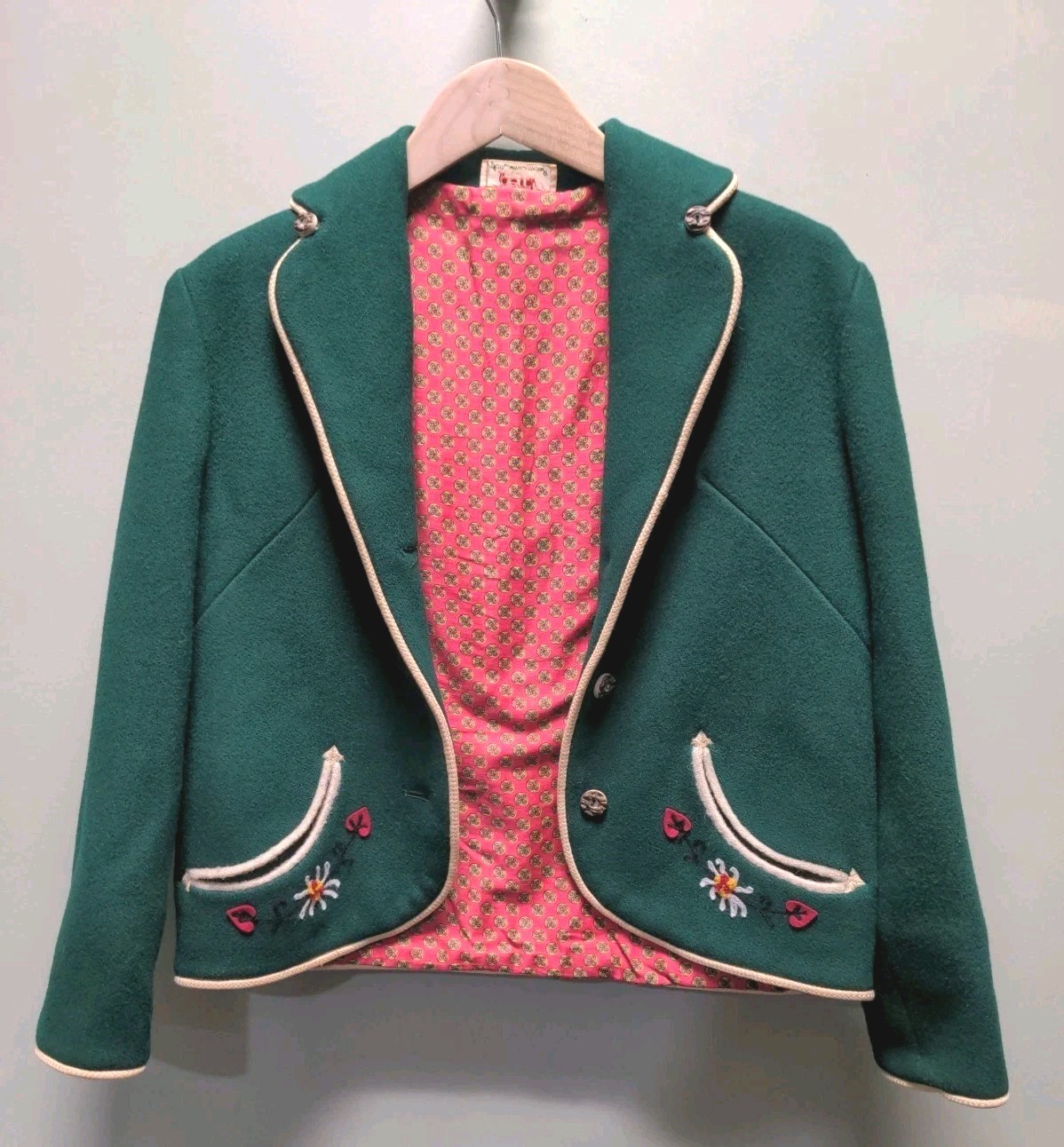 VTG 60s Petti Glen Wool Bolero Jacket Folk/Cottagecore EUC Sz S Embroidered