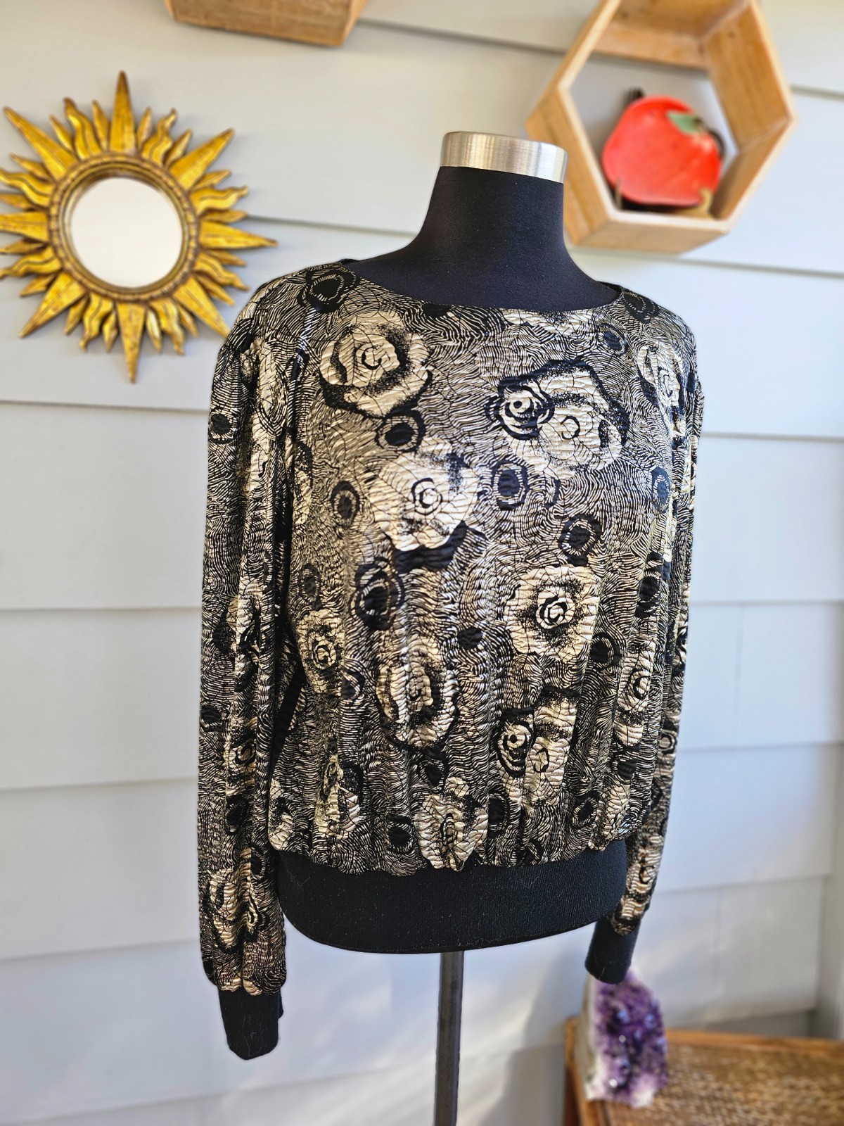 Vintage 80s Silver Metallic Disco Top | New Years Eve Party Shirt | Retro Top