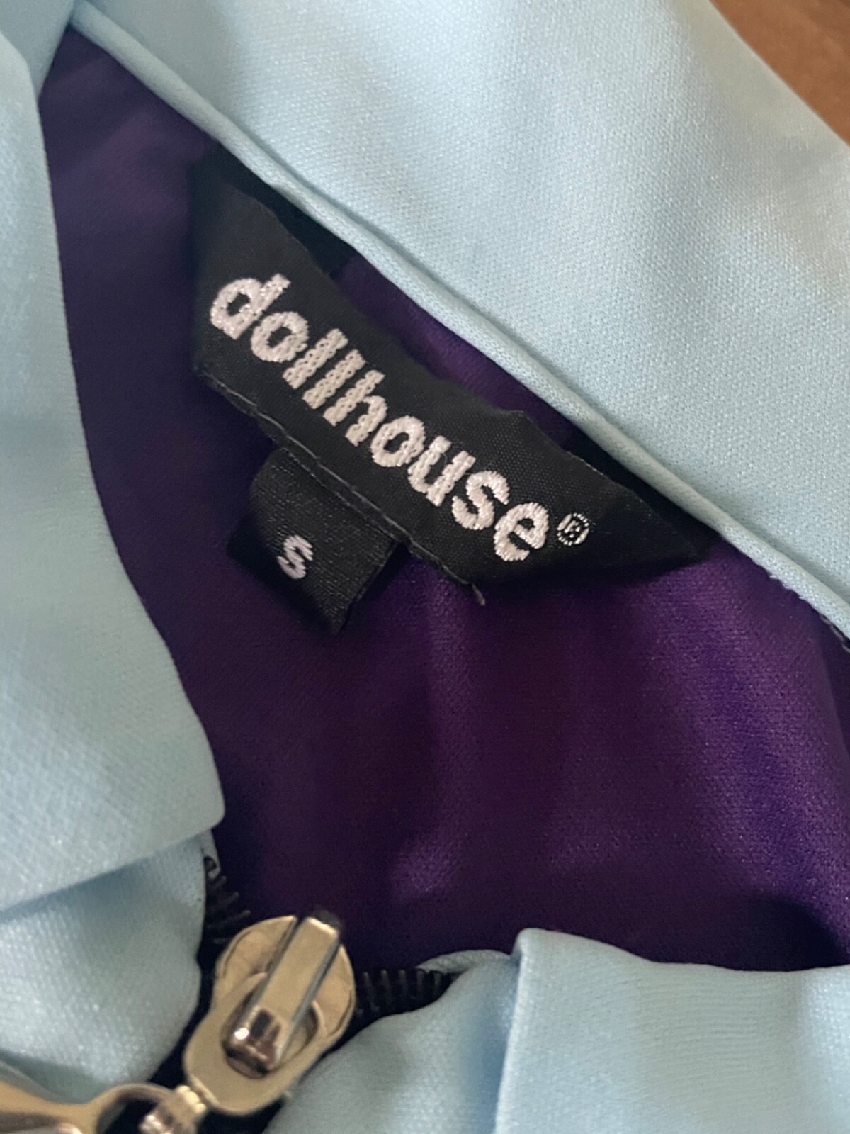 Vintage Dollhouse Jacket Purple & Light Blue Iridescent Heart Club Rave Y2K 90s