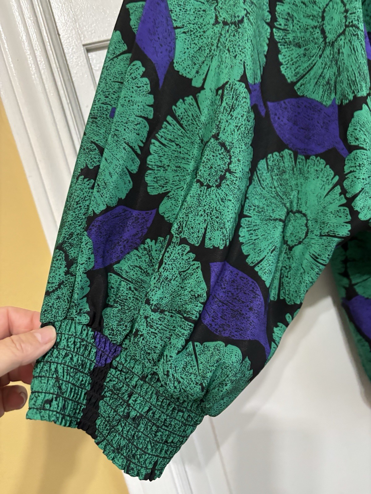 Vintage PREMIER ROW by MARILYN THELEN Purple & Green Ruffle blouse/top, Size 4X