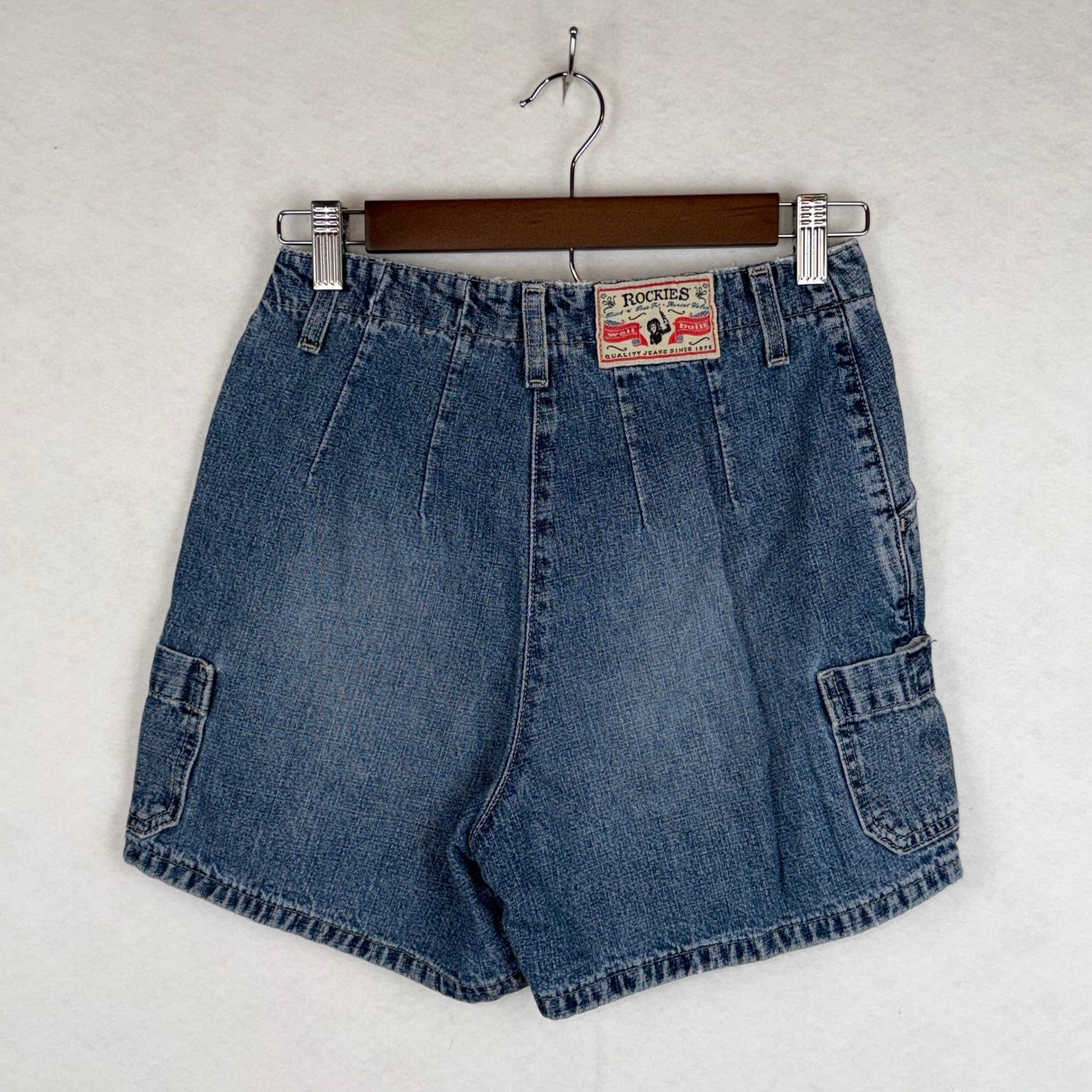 Vintage Rockies Carpenter Denim Shorts Womens 5 Blue High Waisted Relaxed Y2K