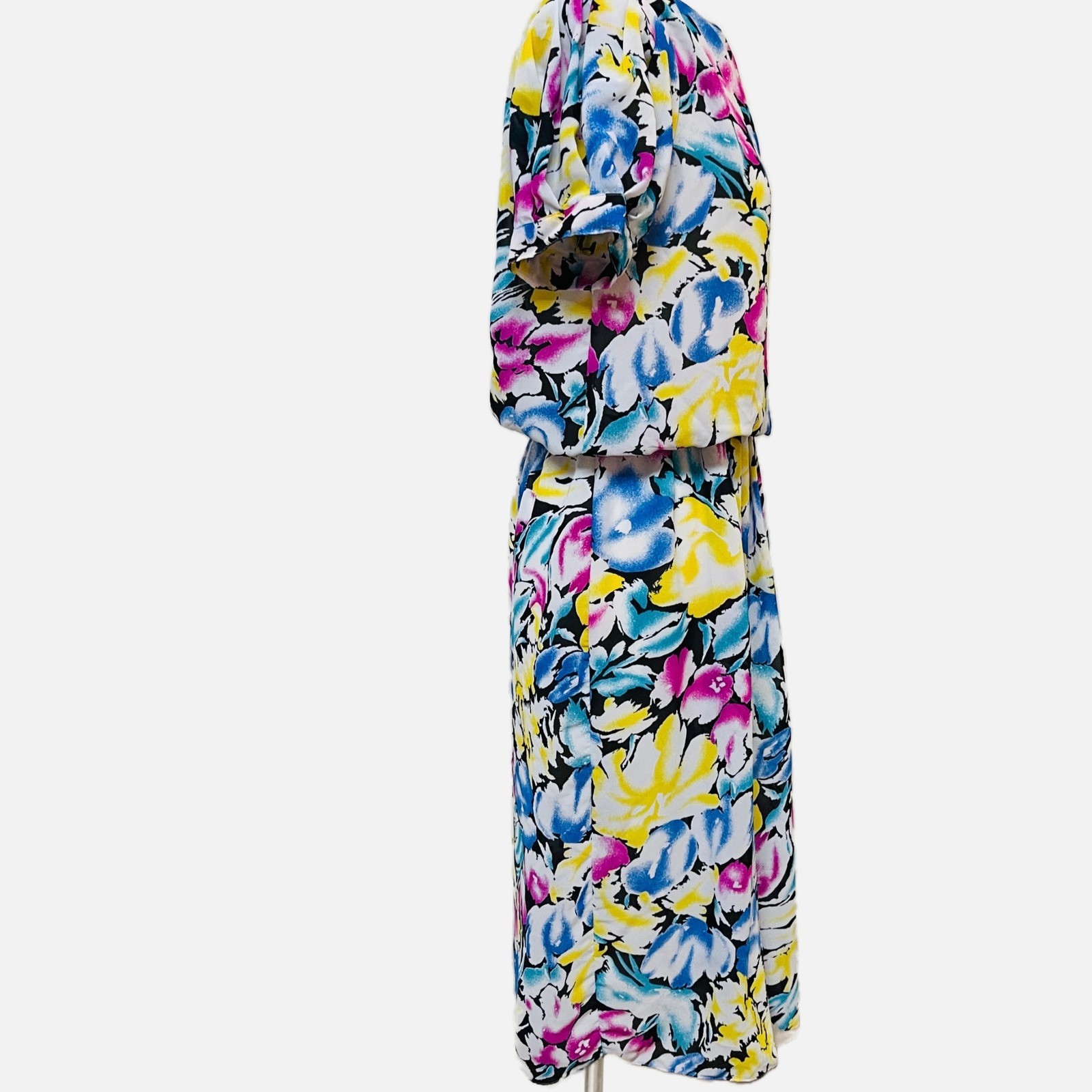 J.B. Too Vintage Floral Midi Party Dress Womens 10 Blouson Cocktail Tea 80s 90s