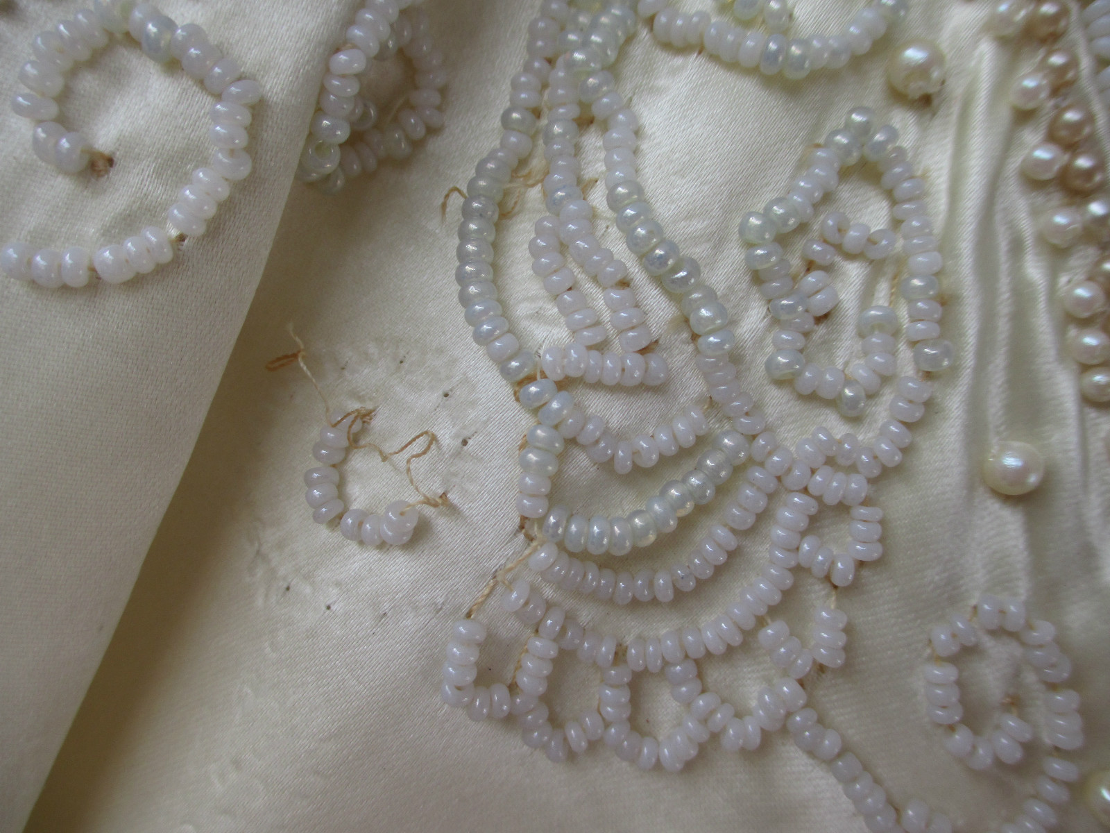 Vintage Wedding Dress Handmade Liquid/Ivory Satin w/Train Circa 1930’s small