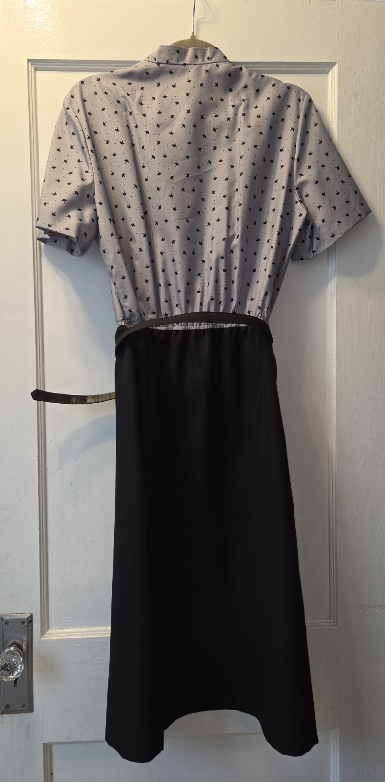 Vintage 80’s Lady Carol Black Grey Dress Jacket And Belt. Gingko Leaf Print. 16