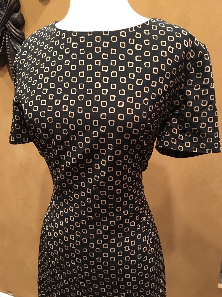 Arnold Scaasi Vintage Black Silk Square Design Ruffle Cocktail 10 Formal