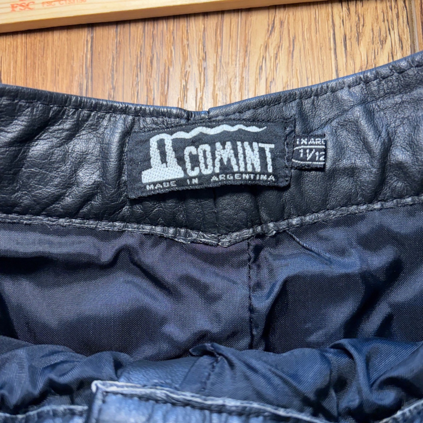 90s Comint Black Genuine Leather Pleated High Waist Pants Womens 25×27 moto boho