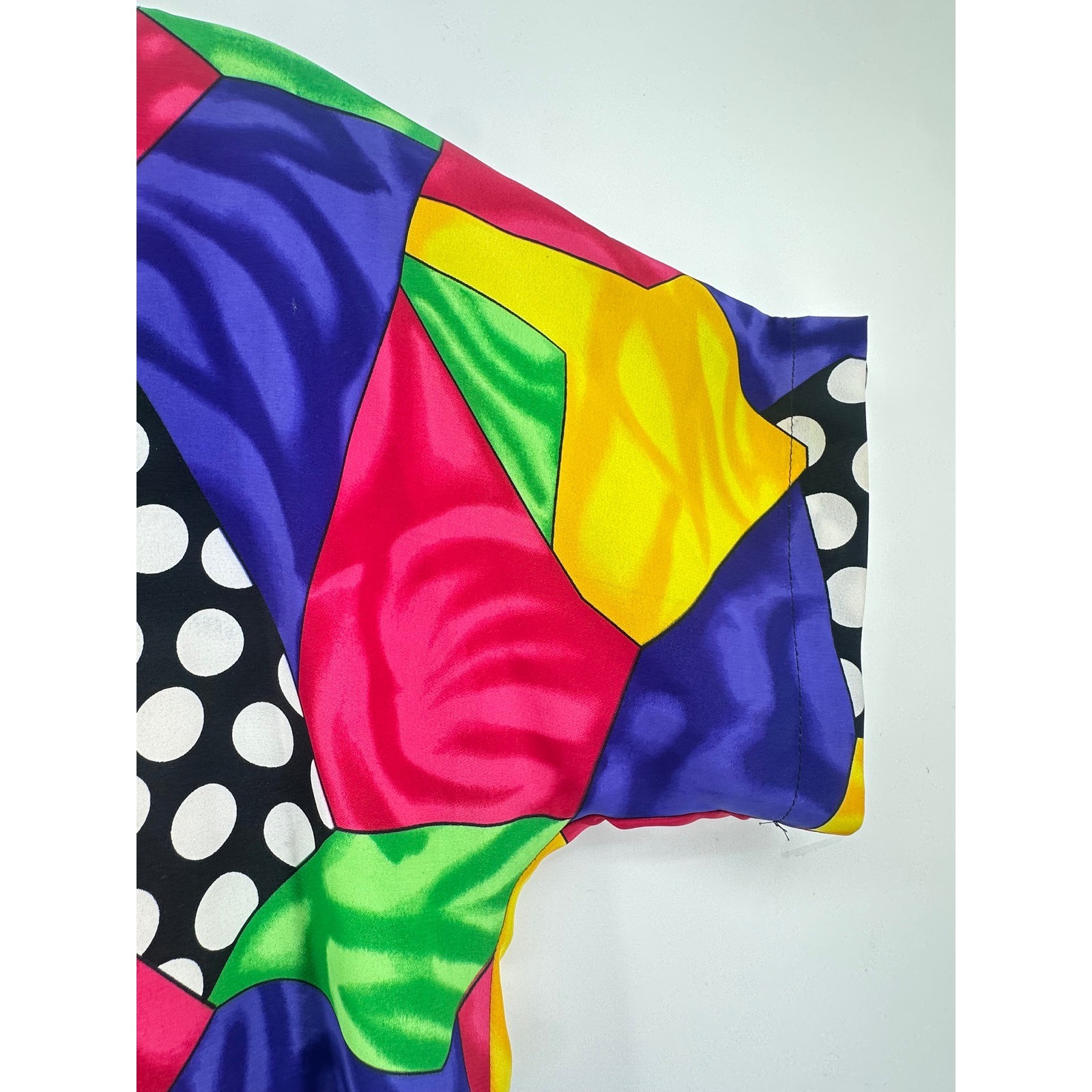 Renaissance Sportswear Vintage Multi Color Geometric Polka Dot Top Womens Small