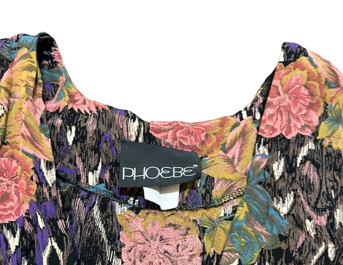 Vtg Phoebe Vest Women Size S/M Purple Pink Sleeveless Floral Bohemian Waistcoat