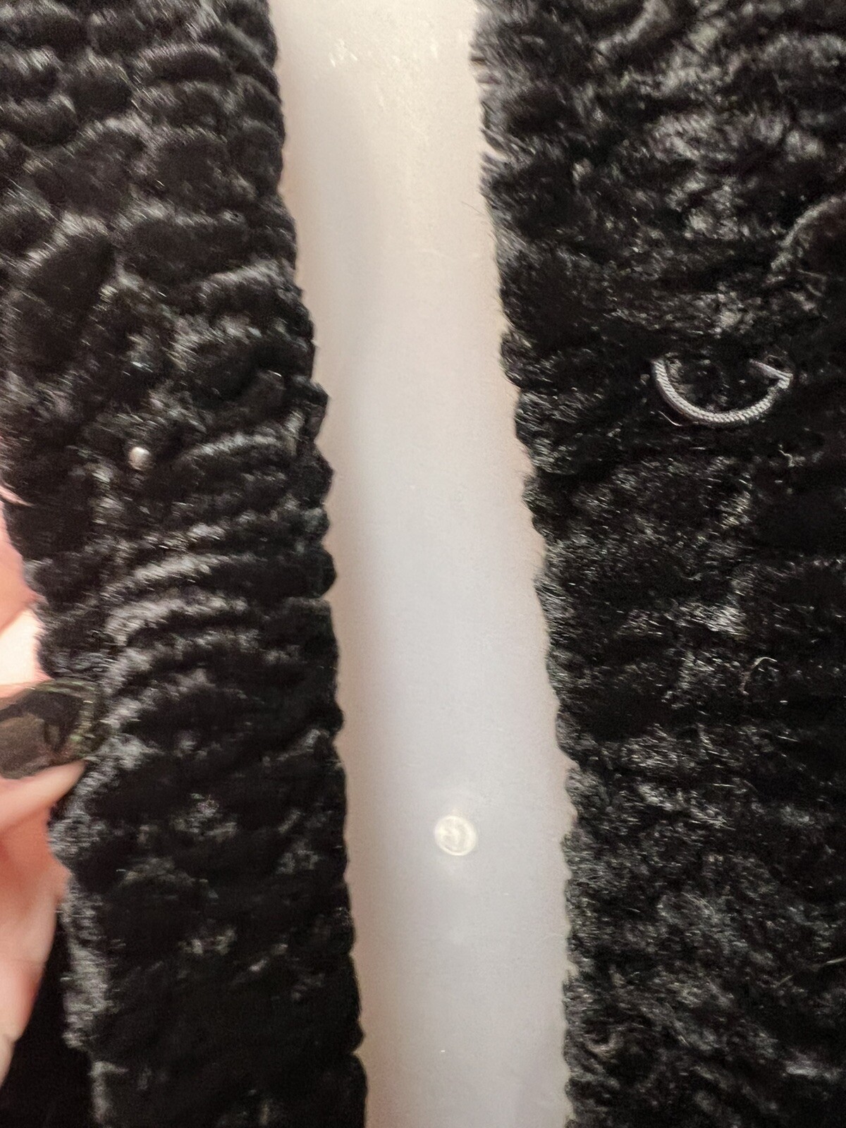 Vintage Norm Thompson Faux Fur Coat Womens Black Satin Lining Petite Small