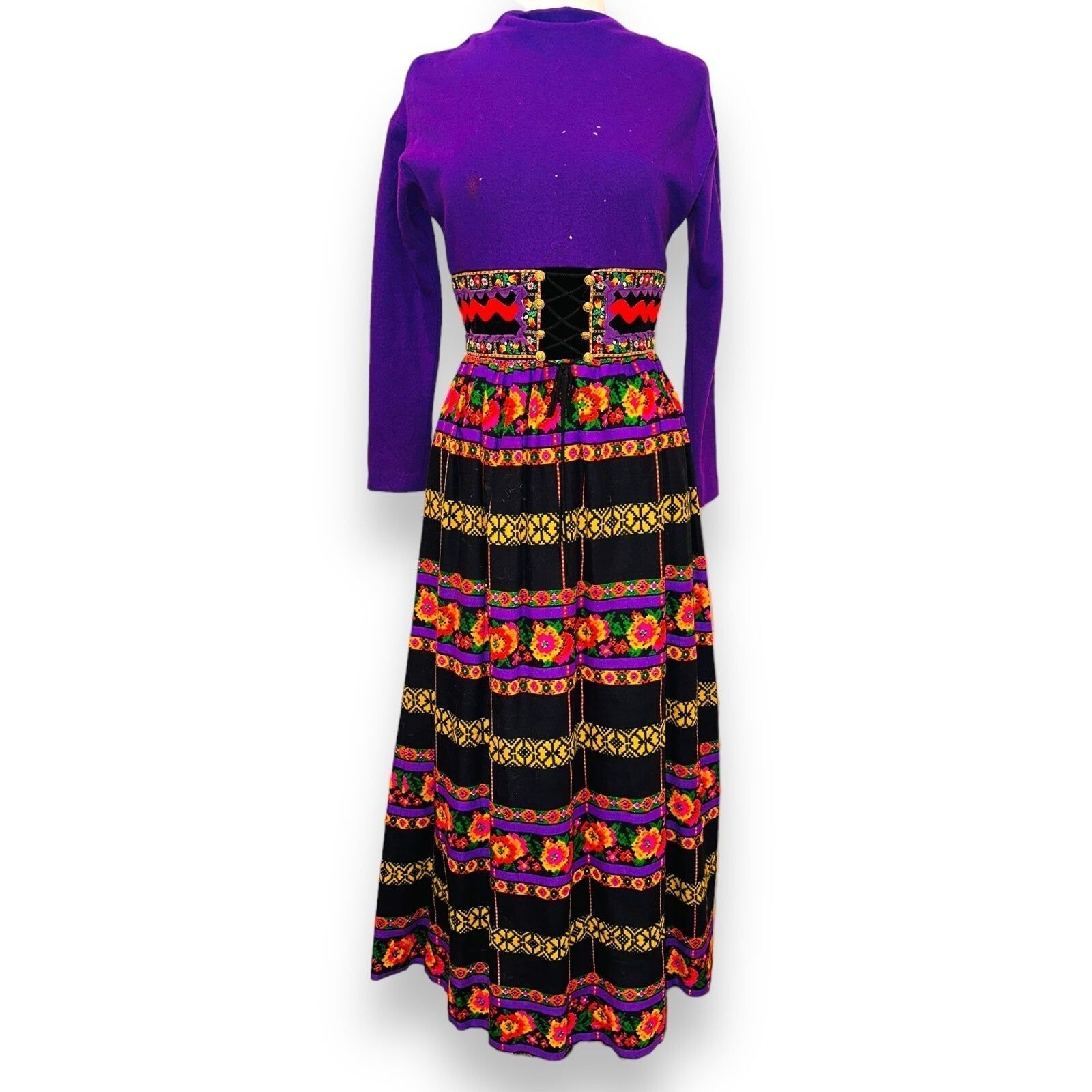 C5 Vintage Howard Wolf Maxi Dress Renaissance Revival Corset Style 10 Purple