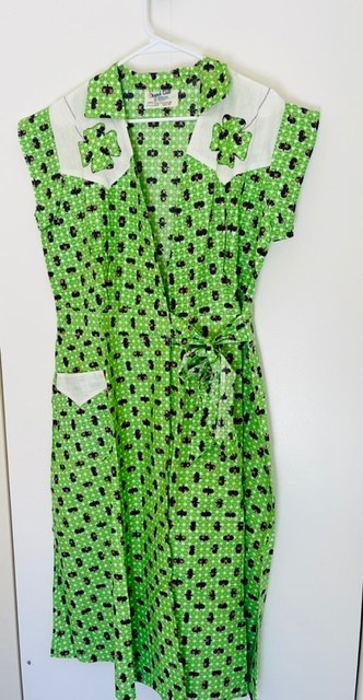 NOS Vtg 30s HOOVERETTE Wrap Brunch Coat House Dress IDEAL DRESS CO Green Sz 20