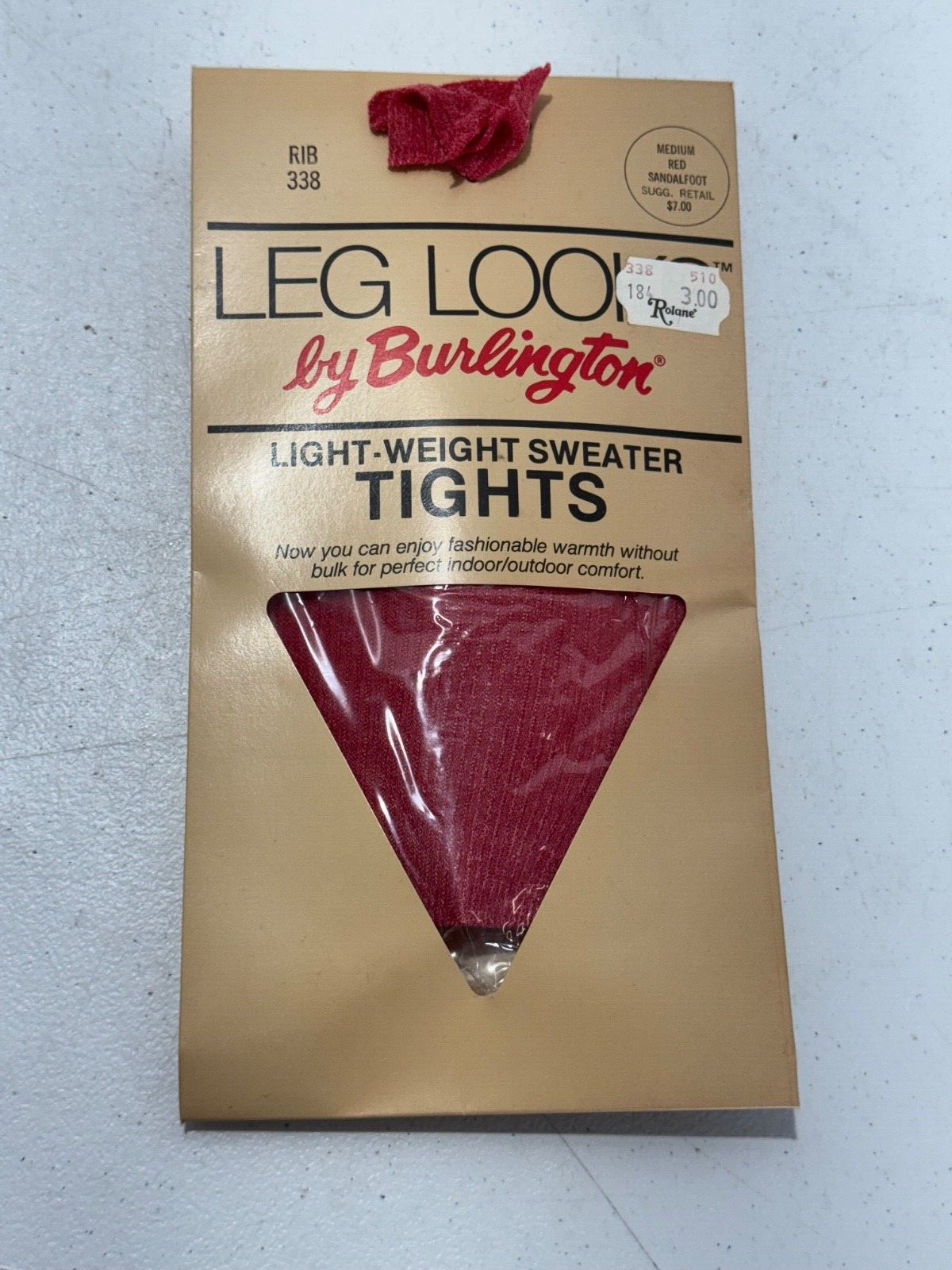 LEG LOOKS BURLINGTON LIGHT-WEIGHT SWEATER TIGHTS CABLE SIZE M SANDALFOOT RED