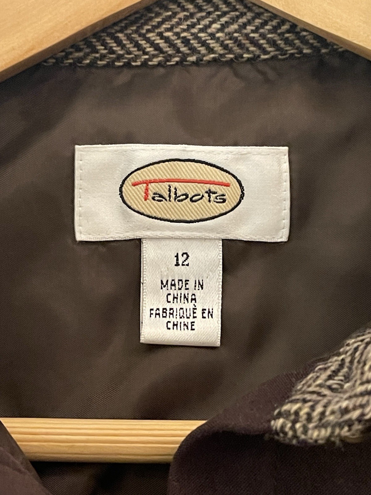 Talbots Vintage Womens 12 (L) Old Money Look Tweed Wool Blend Suede Look Shirt