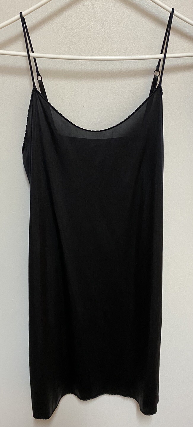Vintage VANITY FAIR Black Silky Nylon Full Slip Lingerie Size 34 / 18”