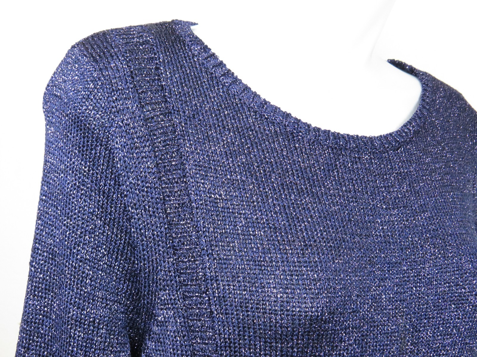 VTG CHICO’S PURPLE STRETCH TOP WITH SILVER METALLIC SPARKLING THREAD SIZE 1
