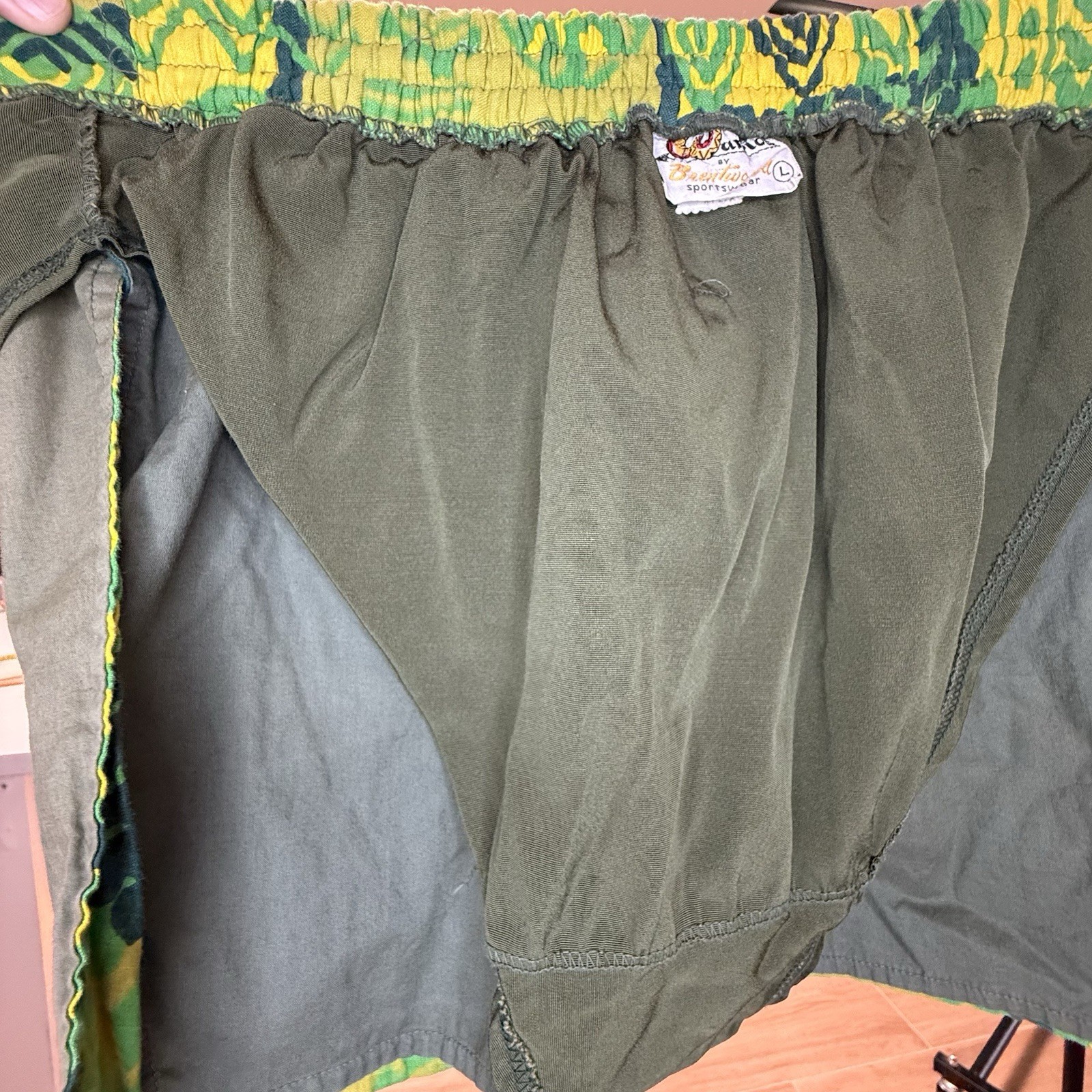 Vintage 1960s Green Geometric Mid Century Swim Skirt Warriors Brentwood Size L