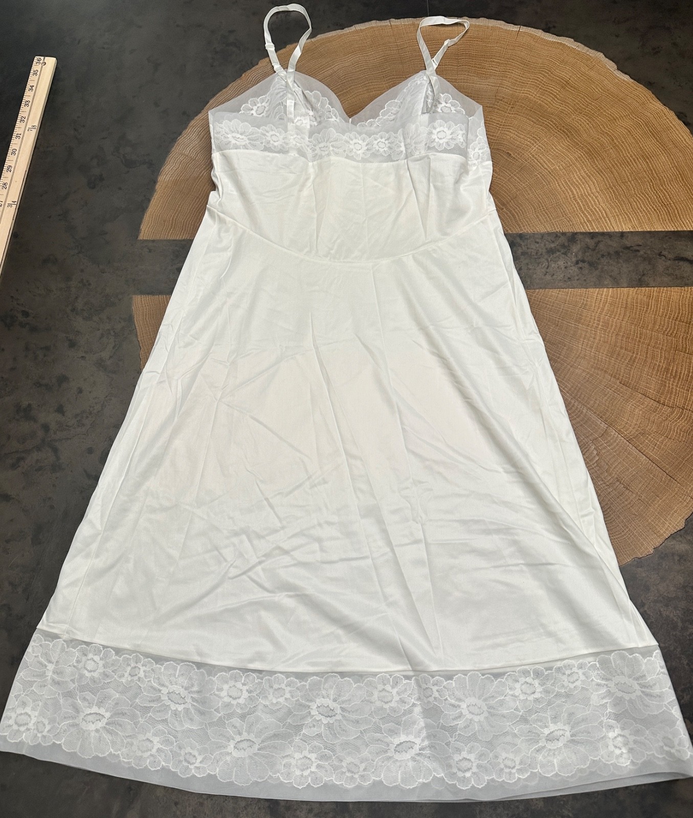 Vanity Fair Nylon Adjustable Slip Dress Size 34 USA Made Coquette Twee