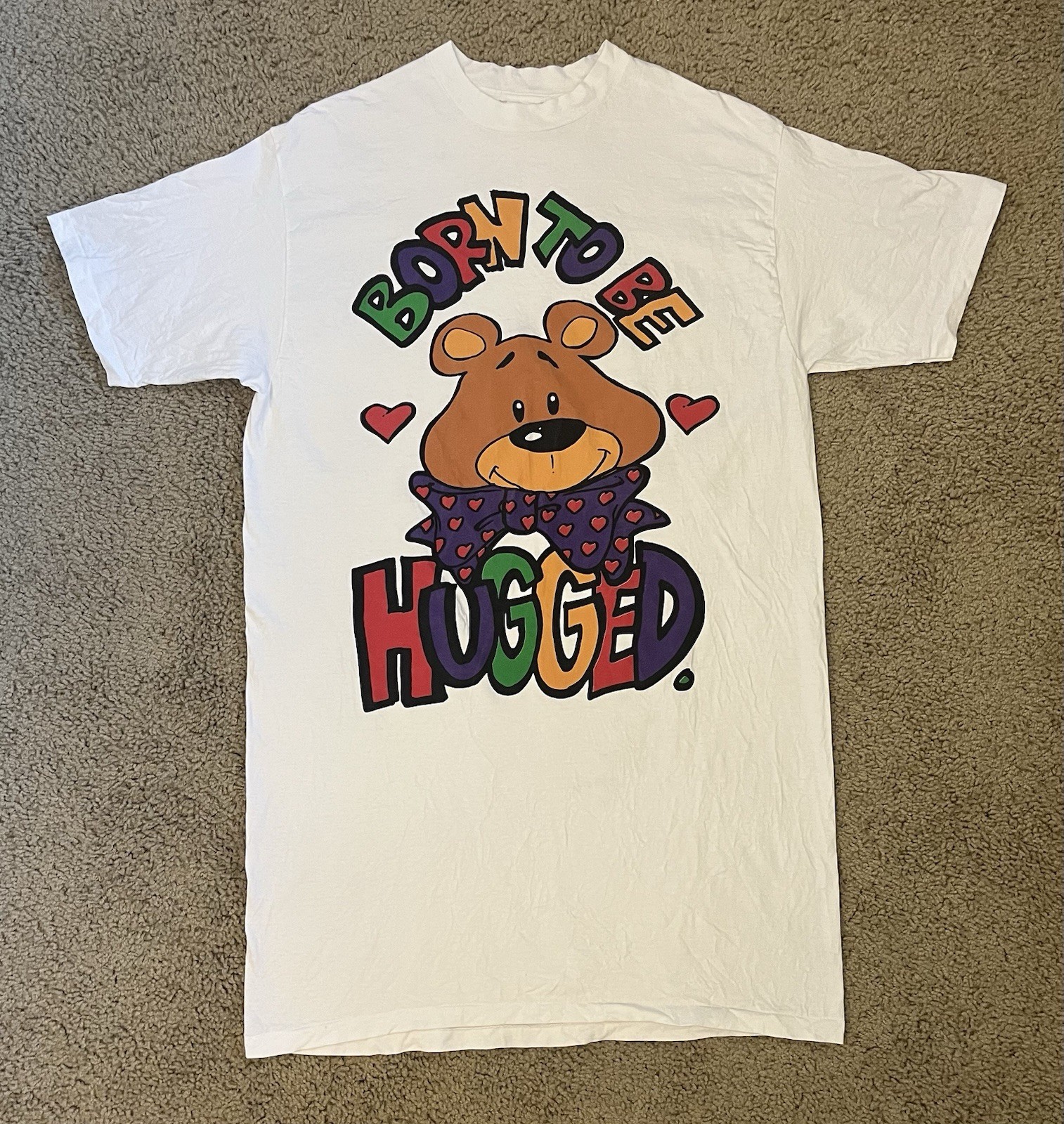 Vintage 1990s Born To Be Hugged Teddy Bear Sleep Robe OS Catawba’s Best Single