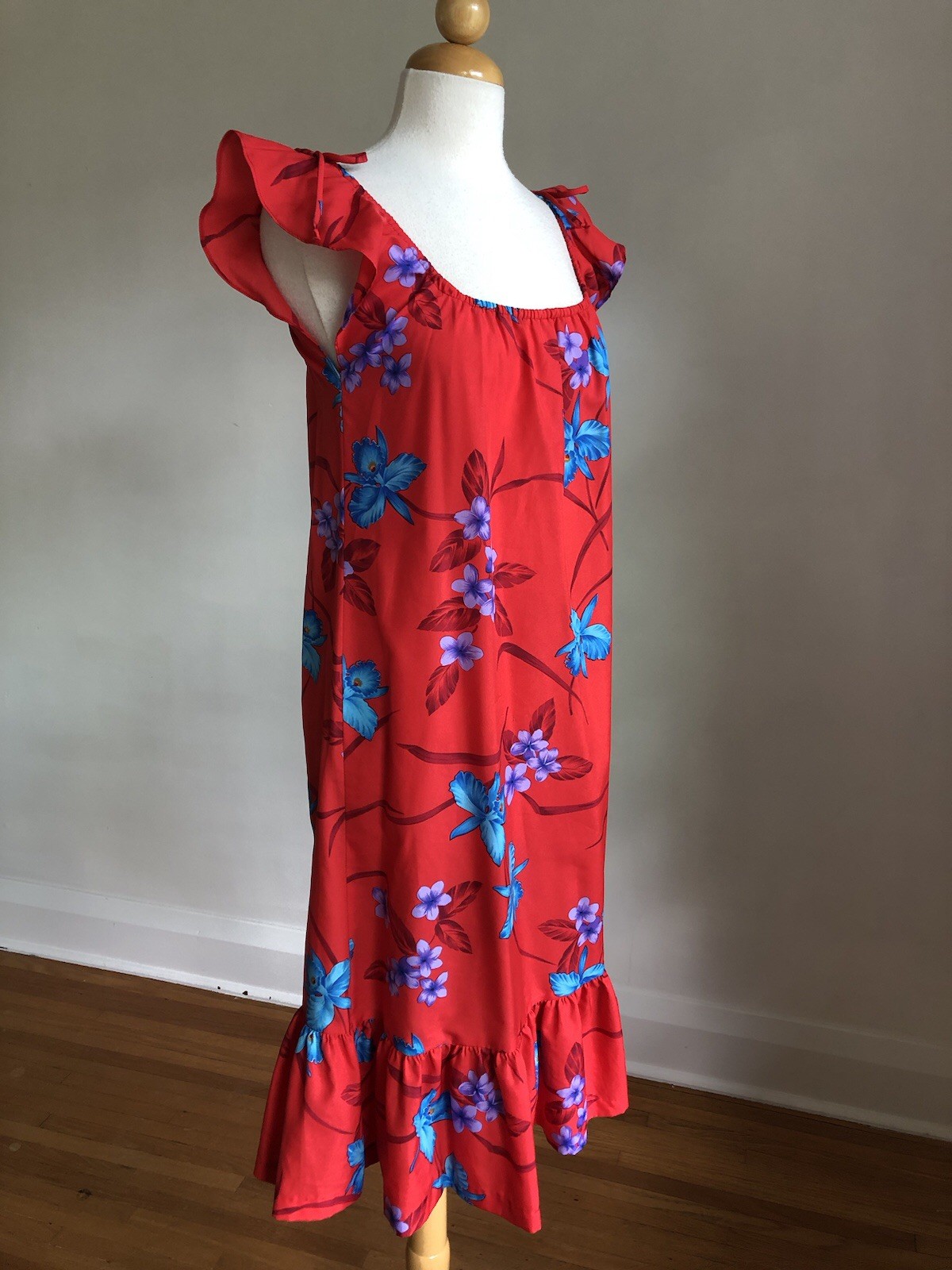 ADORABLE VTG ROYAL HAWAIIAN Made In Hawaii Red Floral Tropical Aloha Sundress 6