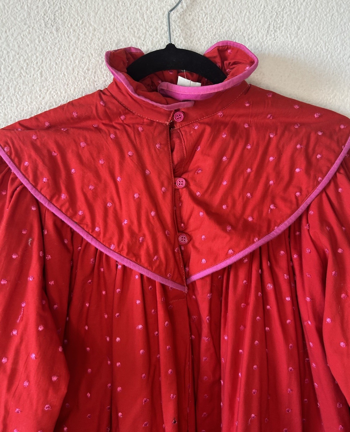 VTG 90s Oilily Embroidered Polka Dot Nightgown Maxi Netherlands Cottagecore S/M