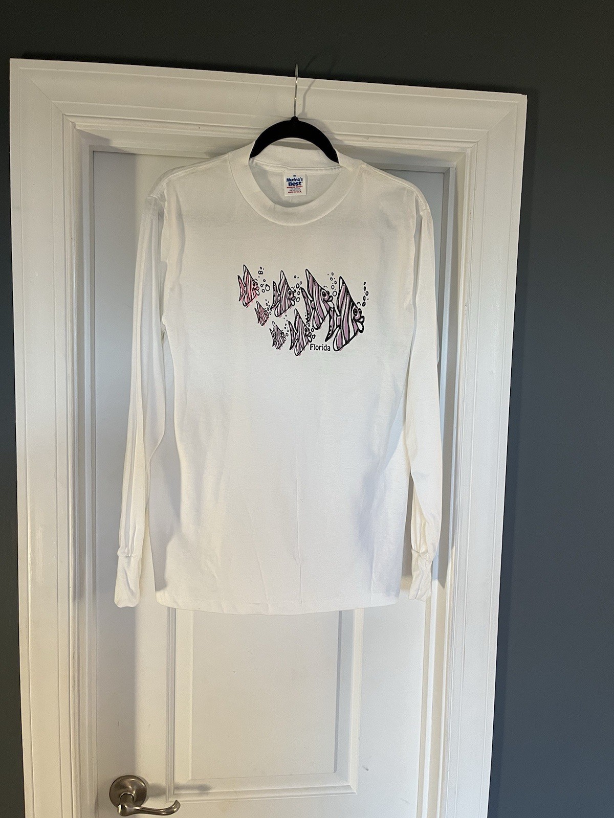VTG 80/90’s Murina Single Stitch Long Sleeve Angel Fish Florida T’shirt Womens M