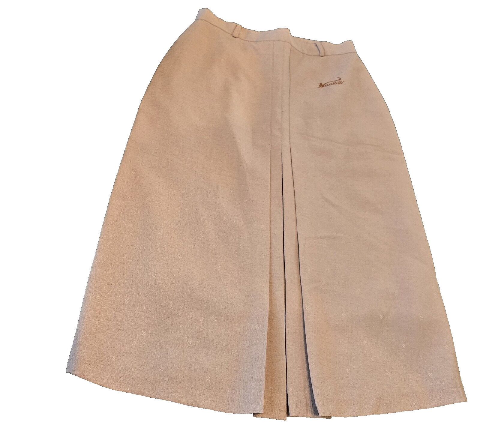 Vintage 60s 70s China Skirt Tan Khaki Chinese 27 Silk blend School XS Severance