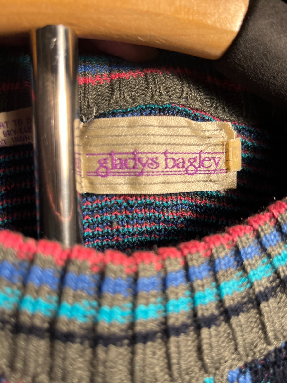 VTG „Work In Progress” Gladys Bagley 80s Sweater Women’s M – Abstract Paisley