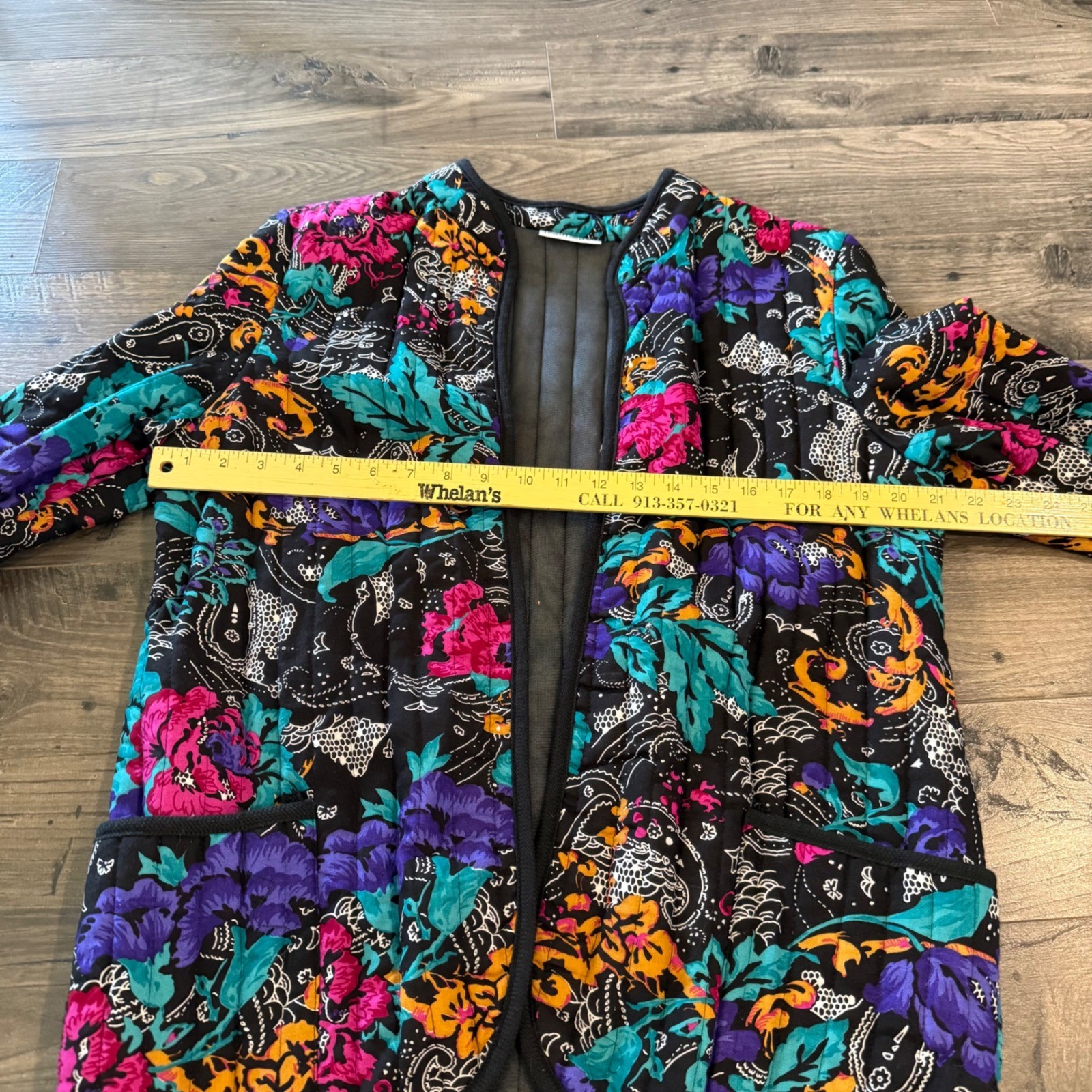 Item-Eyes Vintage Quilted Floral Paisley Open Front Jacket Womens Medium USA