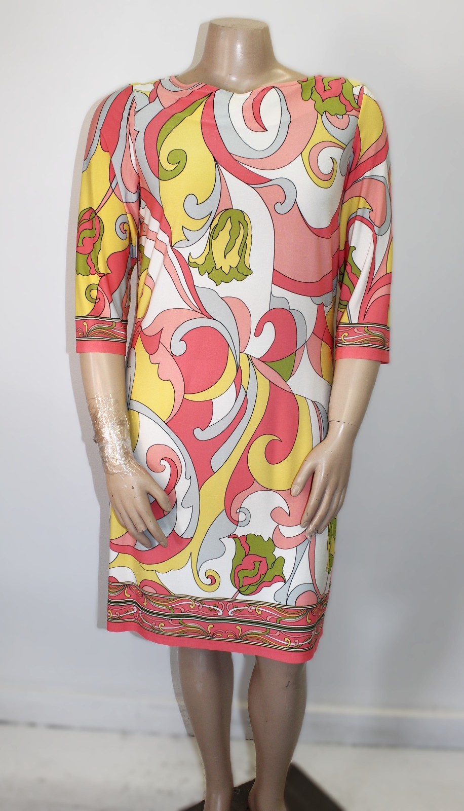 London Times Vintage Groovy Floral Print Shift Dress Size 16