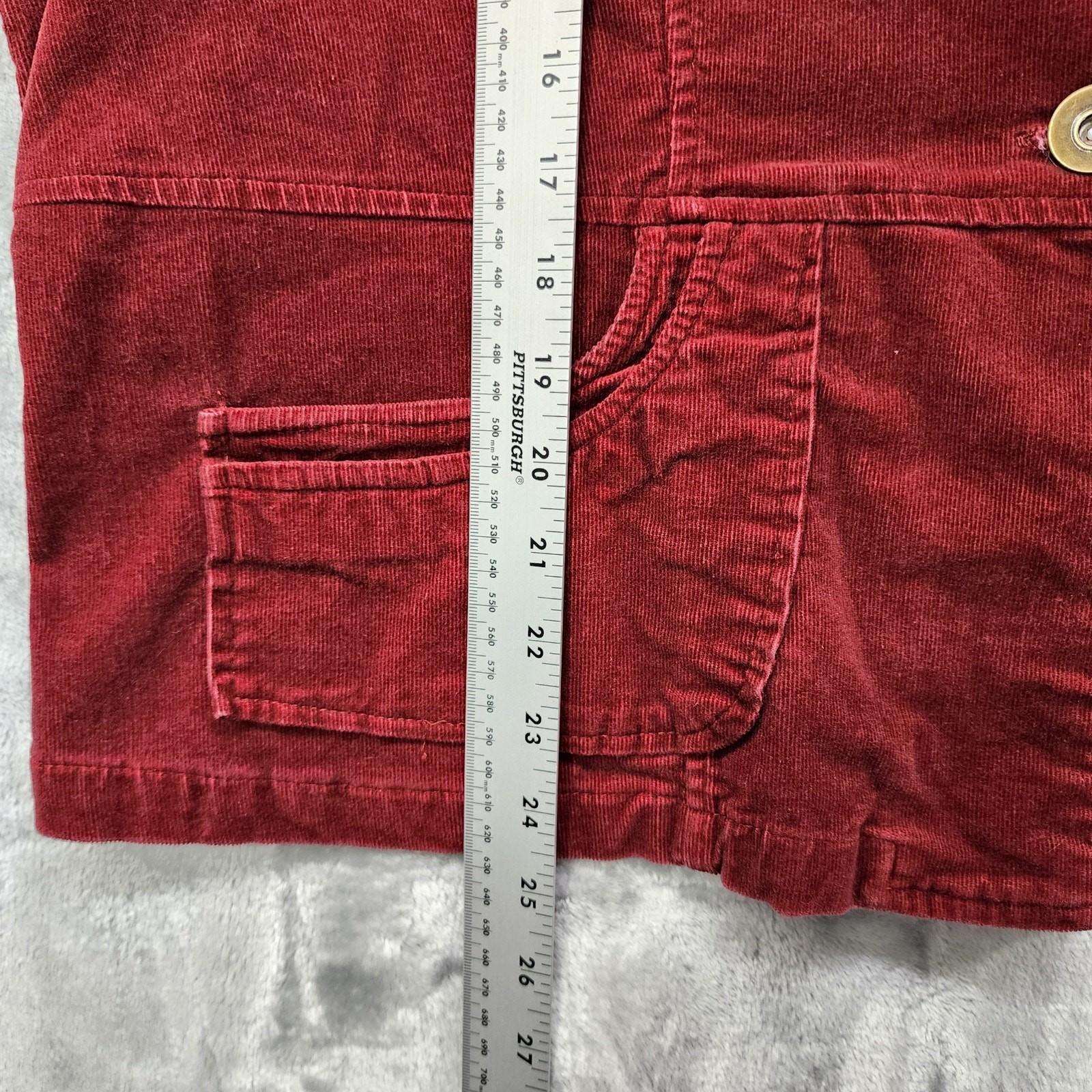 Vintage CJ Banks Jacket Womesn 1X Red Wine Corduroy Stretch Cotton Casual Preppy
