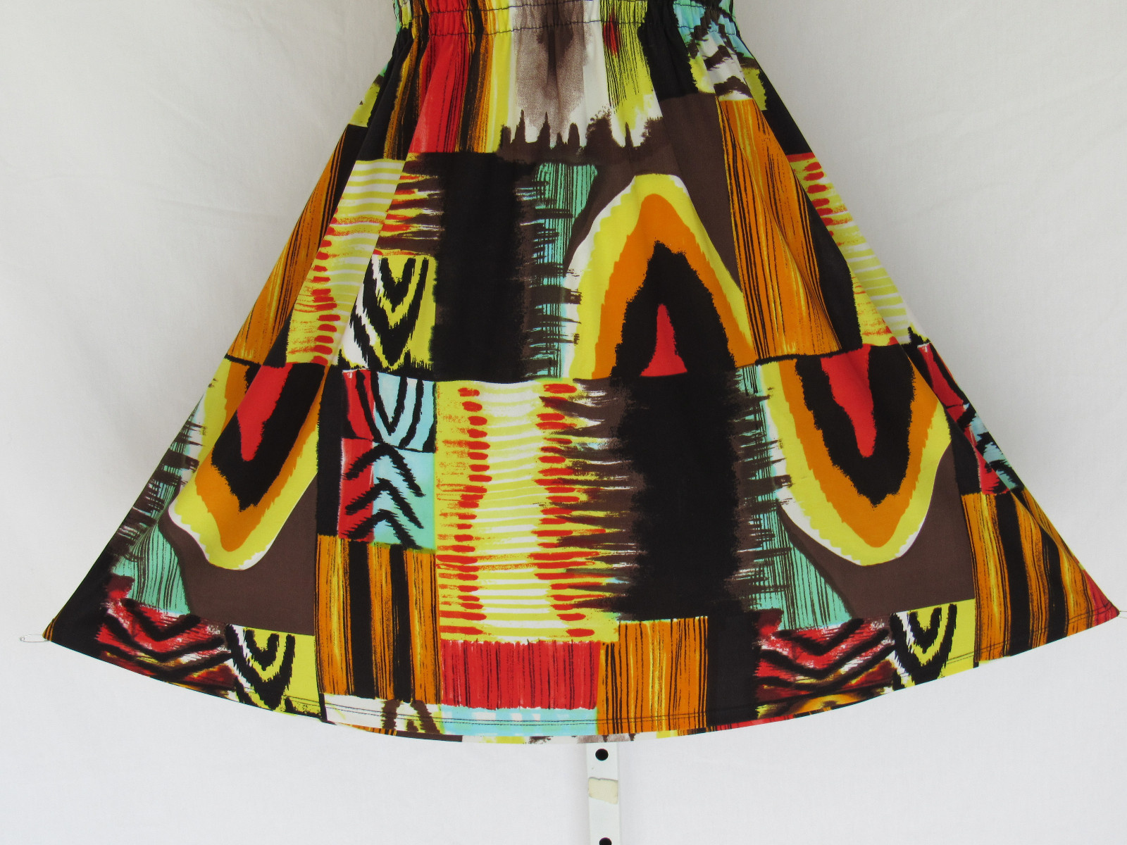 VINTAGE 1980s 90s MOD COLOR BLOCK SUN DRESS POLY SPANDEX