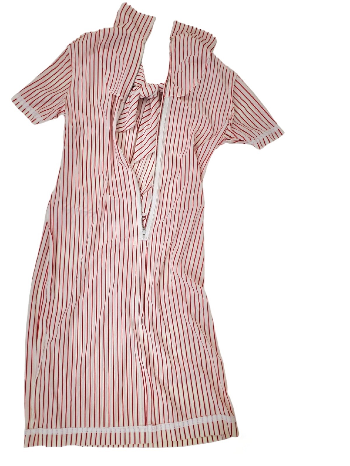 Vintage 60’s Shift Dress in Slim Red Stripes – 60s Does 20s Dress – med, lg