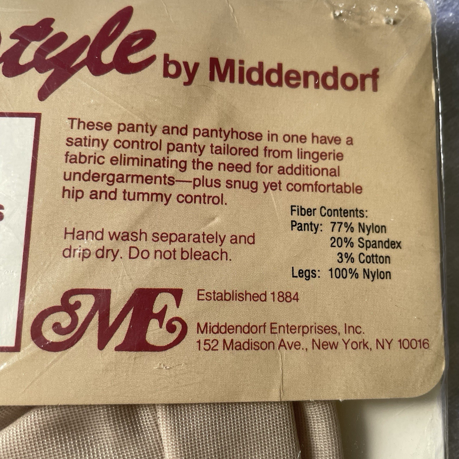 Slender style By Middendorf VTG Pantyhose For Full Figure Sz SL Dove Grey Women