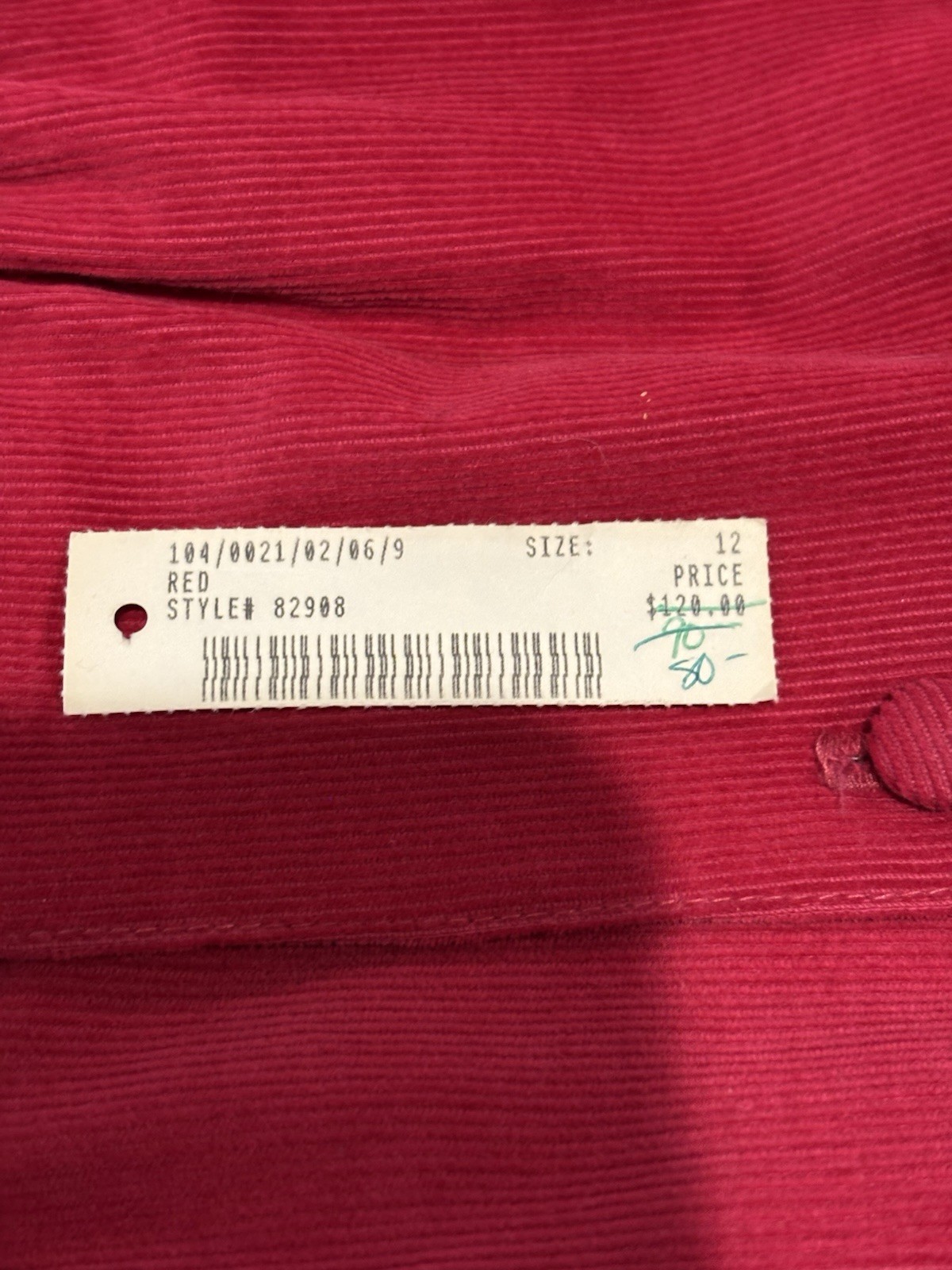 Vintage Andrew Harvey Corduroy Red Long-Sleeve Dress – NWT- Women’s Size 12