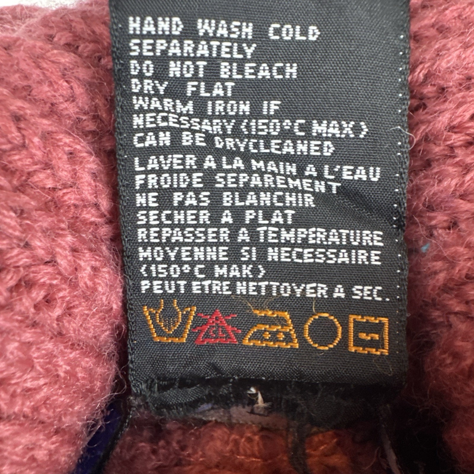 I.B. Diffusion Pink Chunky Knit Funnel Neck Sweater Womens 90s Wool Blend