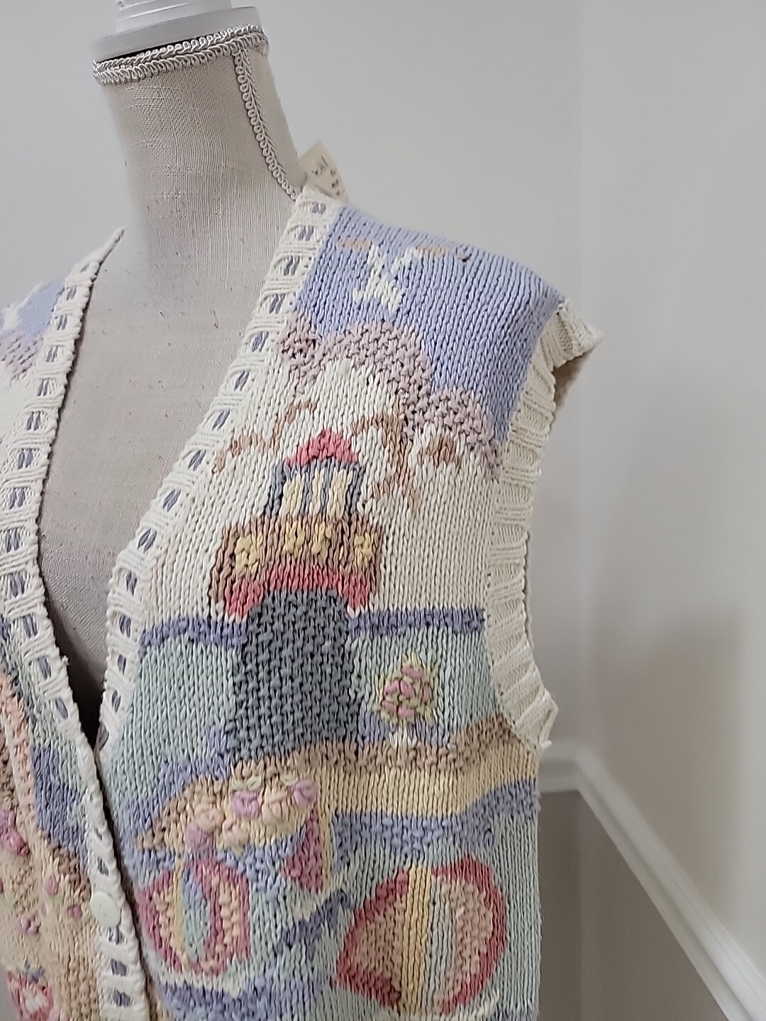 VTG BELDOCH POPPER USA Sweater Vest Lighthouse, Sailboats, House,Birds NWT