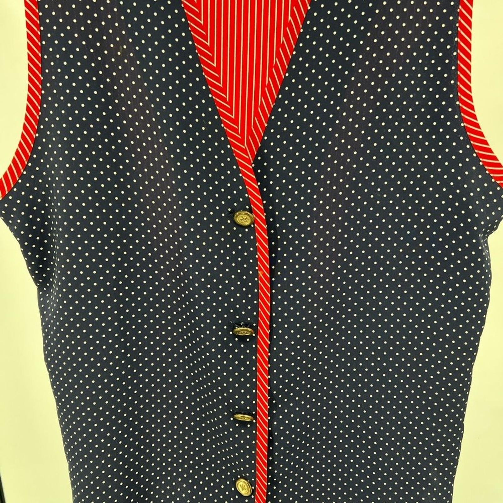 Jo Hardin vintage vest polka dot stripes red white blue color block patriotic 12