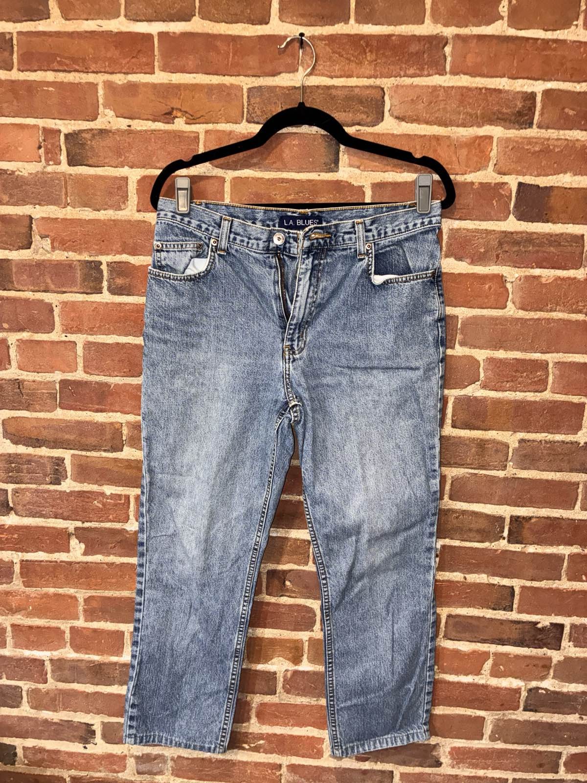 L.A. Blues Womens Jeans Light Wash Blue Denim Straight Leg Size