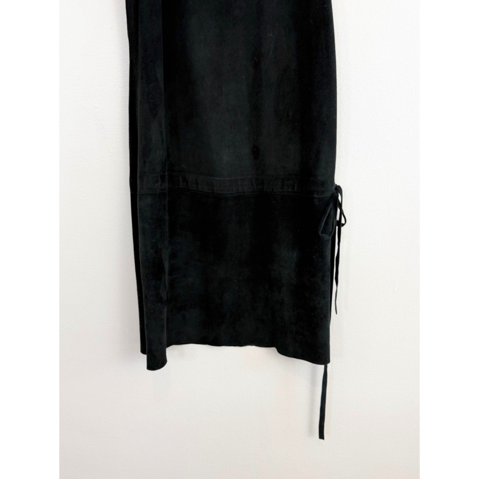Vintage Chester Suede Dress Black Sleeveless Keyhole Mock Neck Mini Shift Size 6