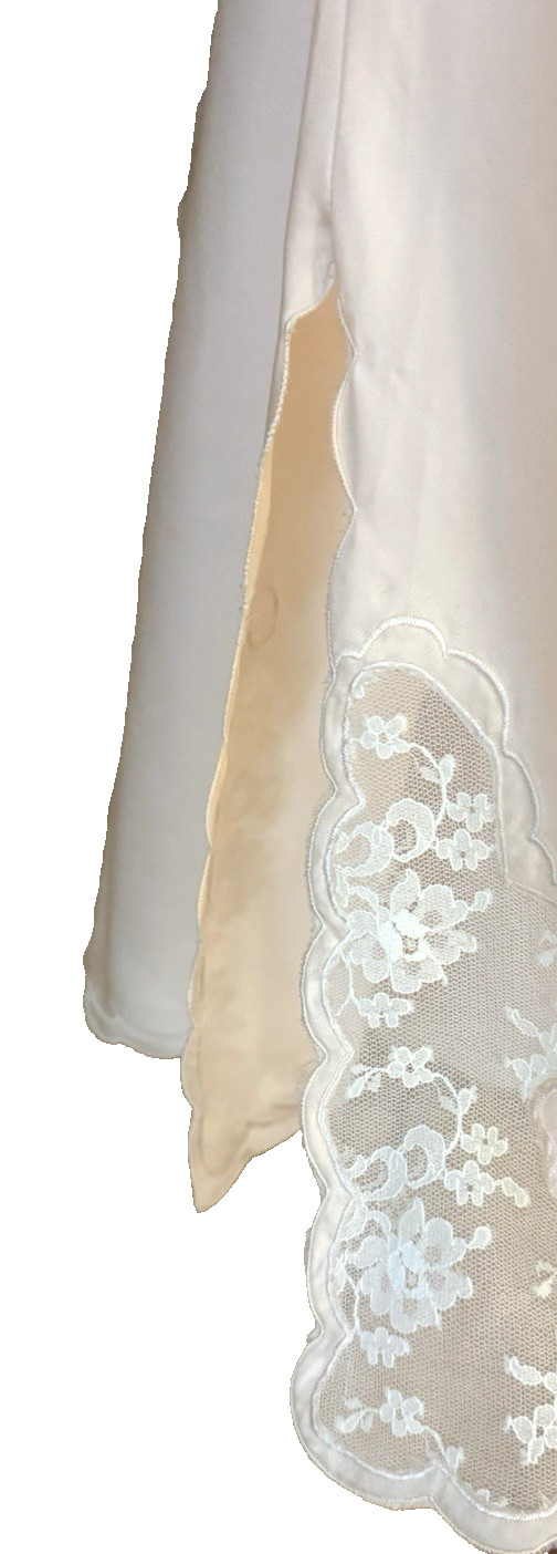 Vintage Half Slip with Cutouts and Lace Trim Size Medium Blush Peach Side Slits