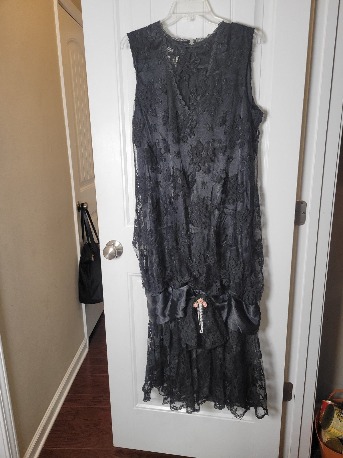 Chez California Women’s Vintage 80s black lace dress. Size 14W