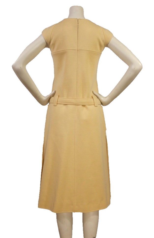 Vintage Andre Courreges Cream Knit Mod Dress Size 00