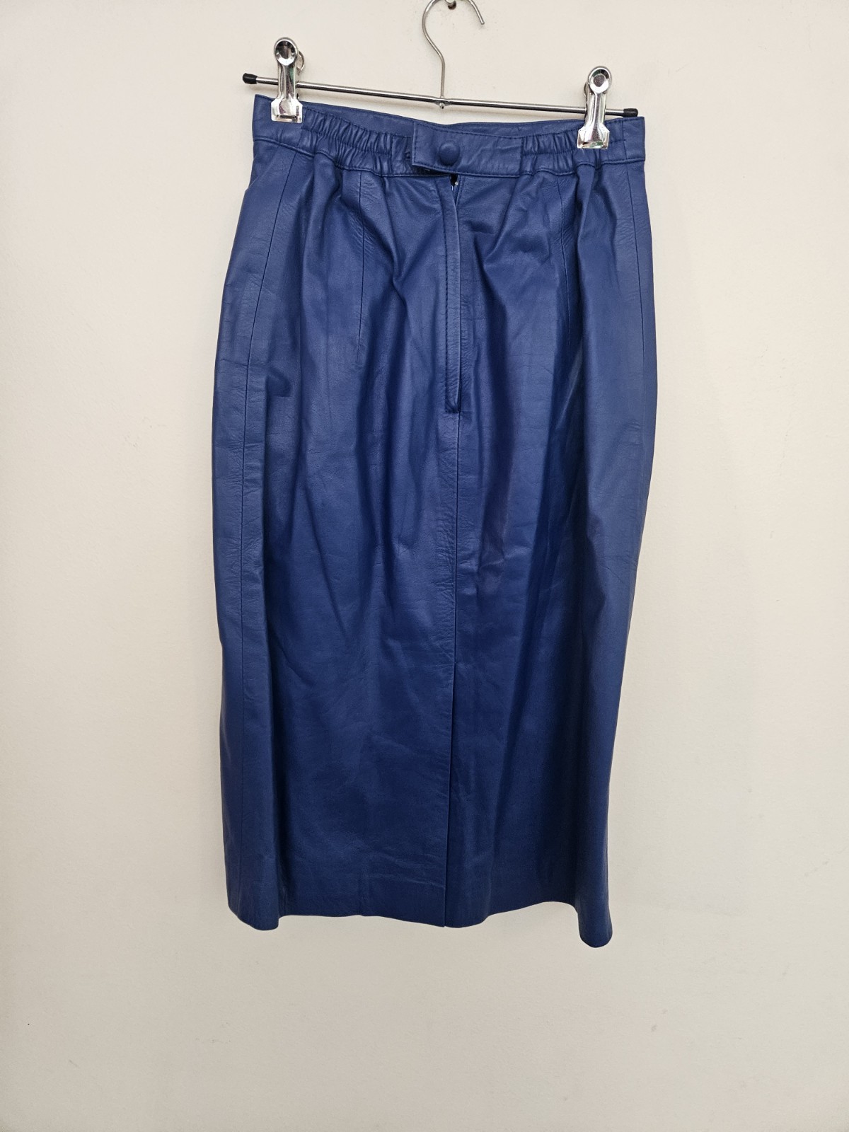 Vintage 80s Leather Pencil Skirt Blue Size XS-S Waist 30cm